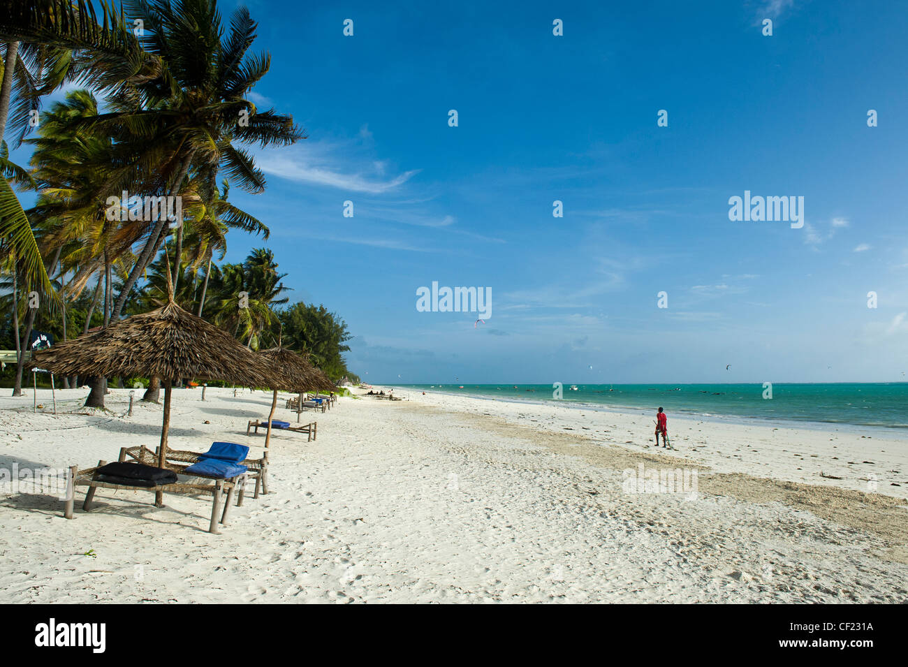Parapluie De Plage Avec Transats Paje Zanzibar Tanzanie