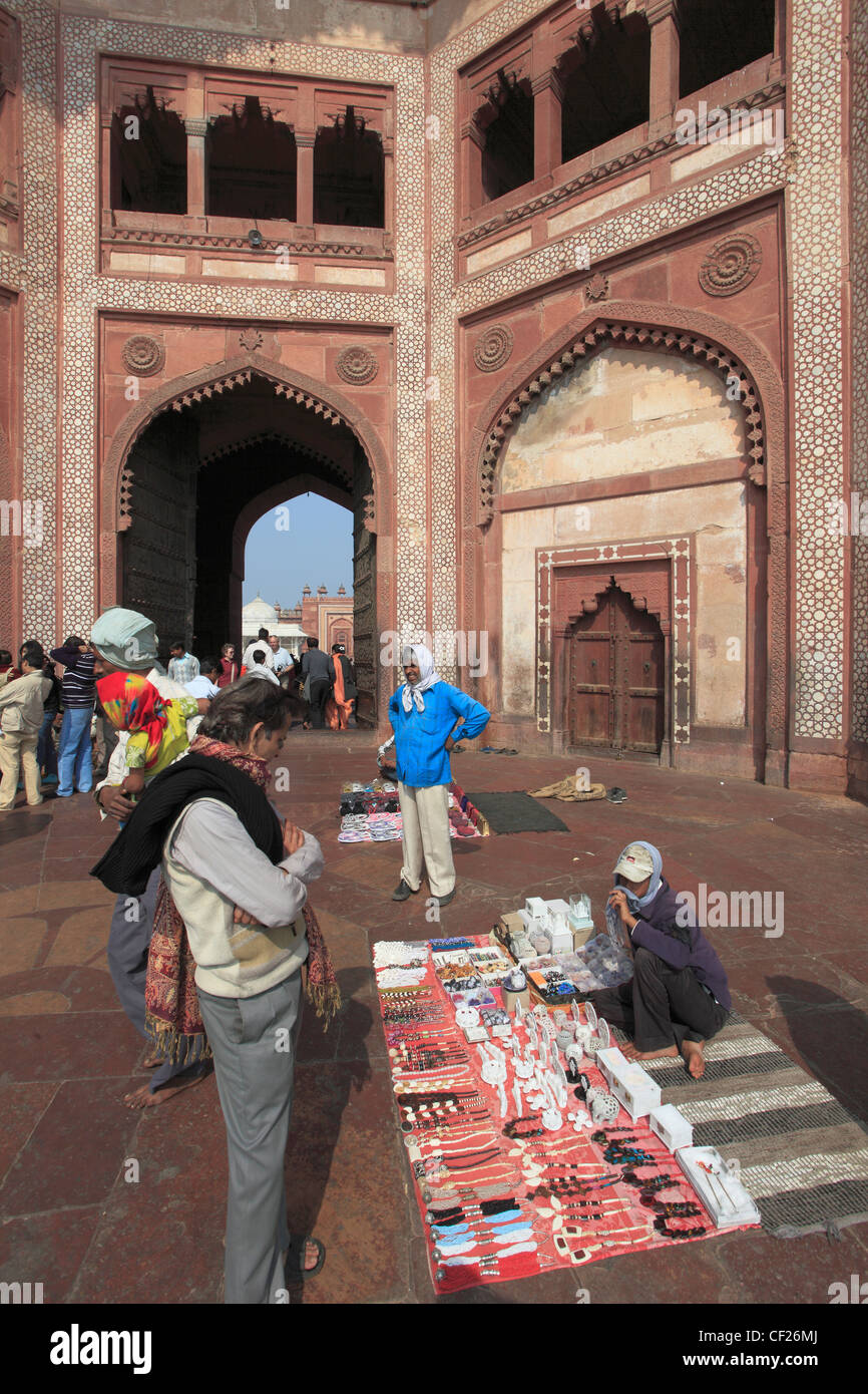 L'Inde, Uttar Pradesh, Fatehpur Sikri, Jama Masjid, mosquée Buland Darwaza, la victoire, Banque D'Images