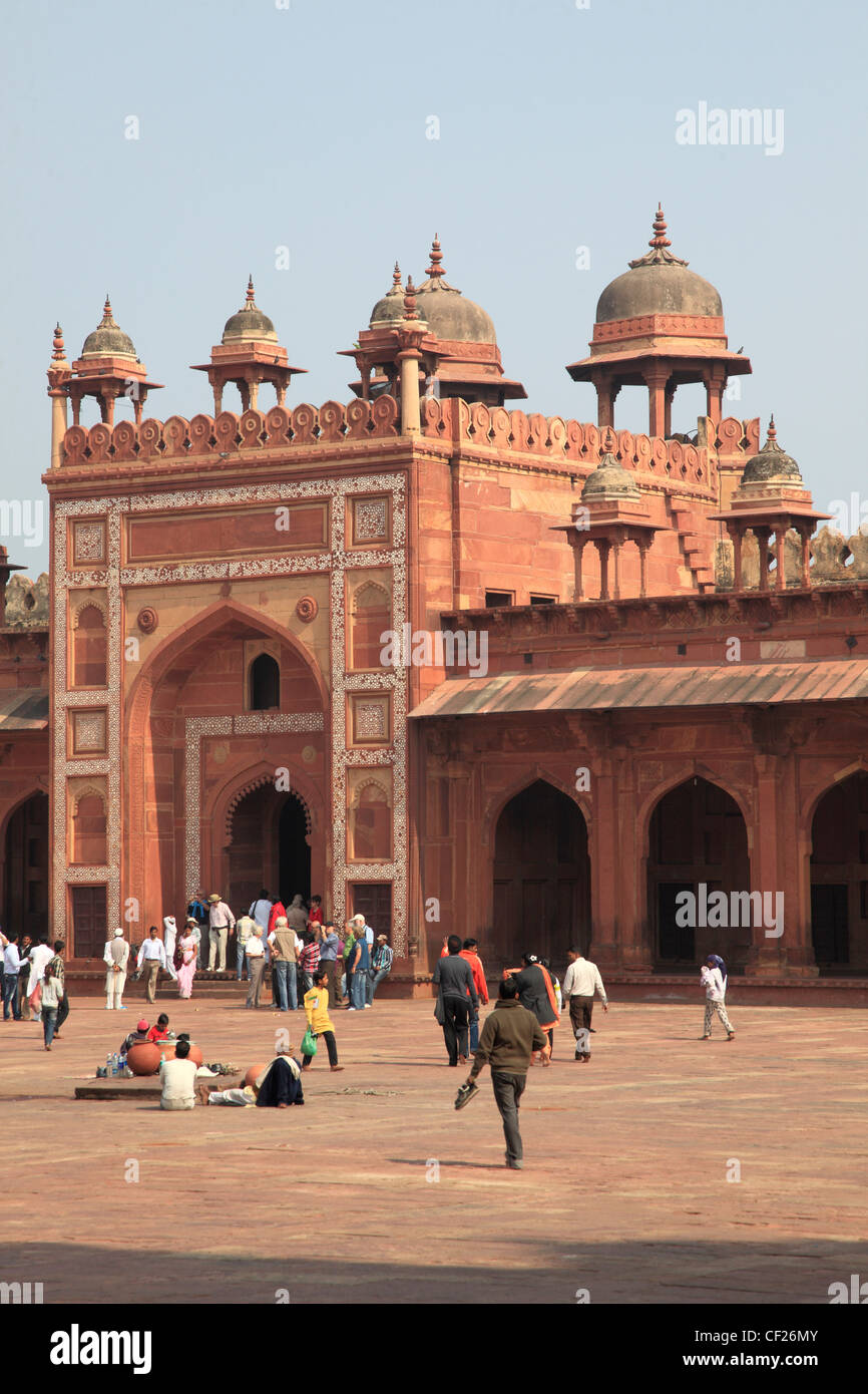 L'Inde, Uttar Pradesh, Fatehpur Sikri, Jama Masjid, la mosquée Shahi Darwaza, porte du roi, Banque D'Images