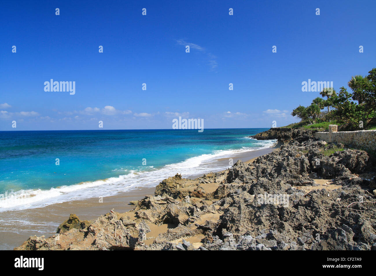 Côte de l'océan Atlantique, la République Dominicaine Banque D'Images