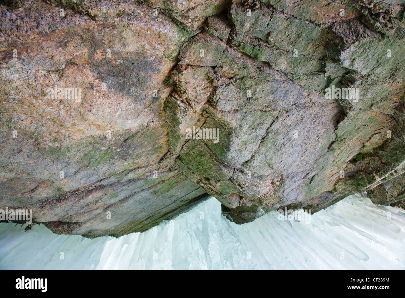 Flume Gorge pendant les mois d'hiver dans les Montagnes Blanches du New Hampshire, USA. Banque D'Images