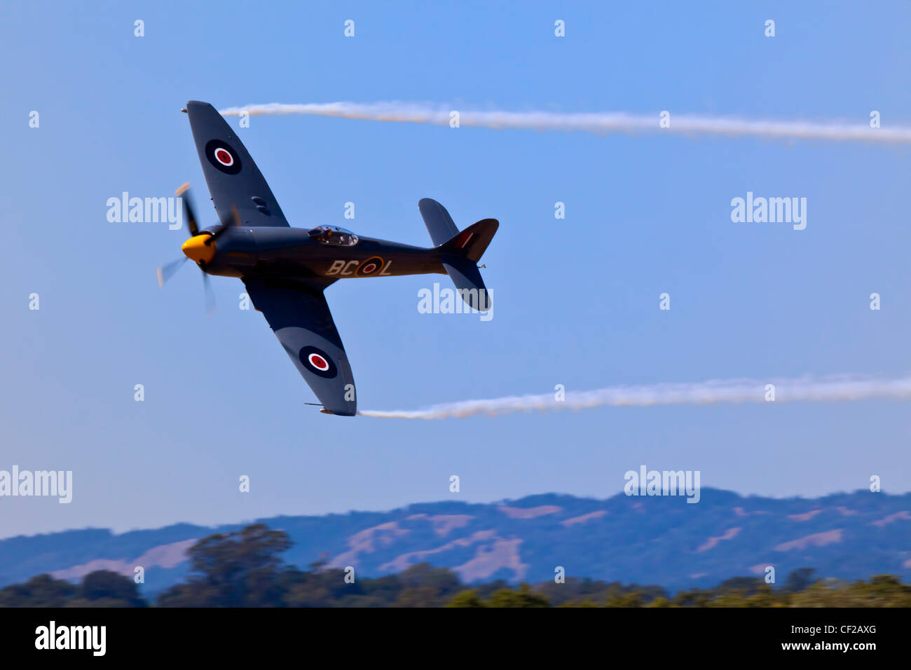 Hawker Sea Fury airplane flying Banque D'Images