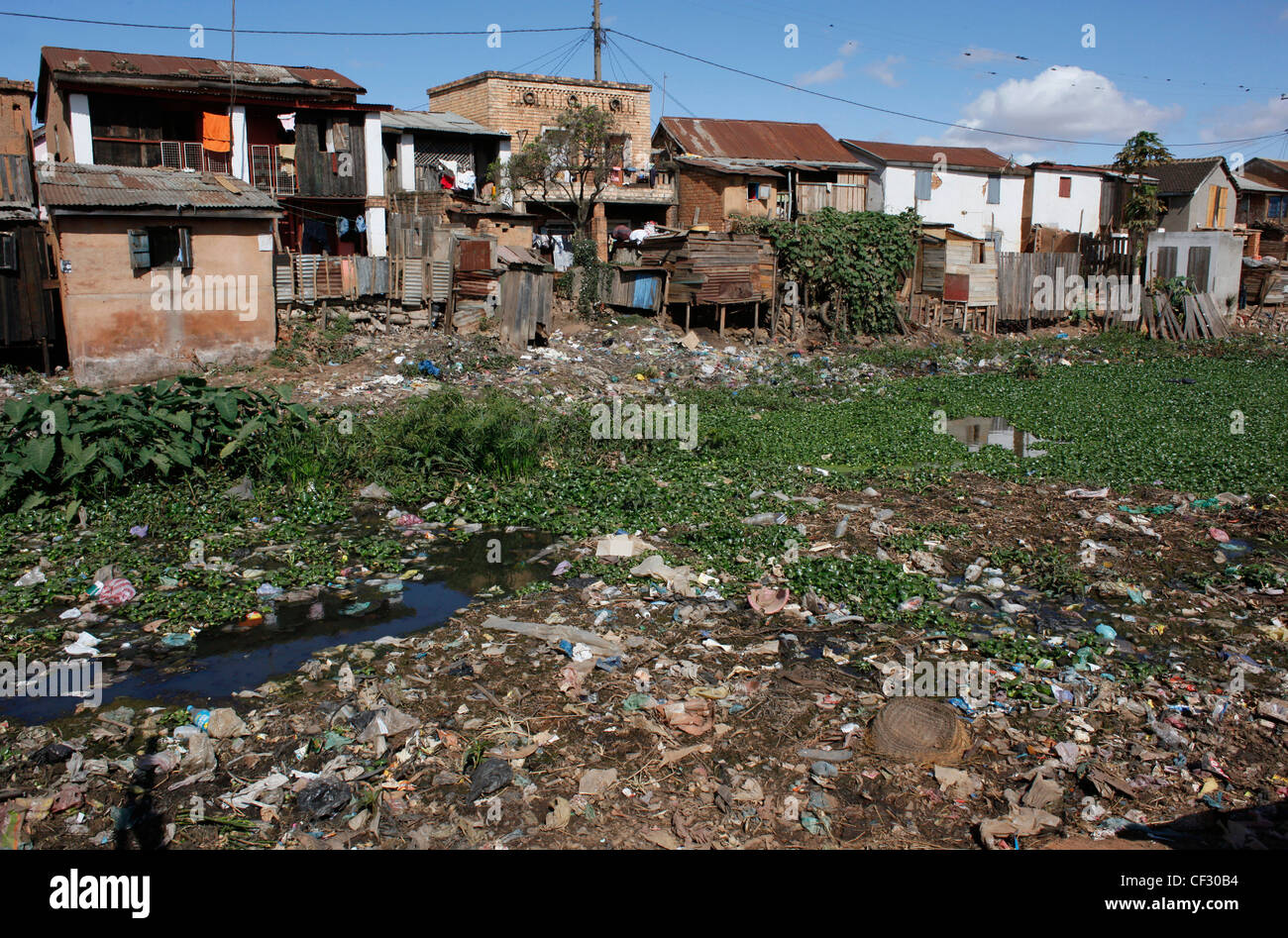 Un quartier résidentiel de la capitale, Antananarivo, Madagascar. Banque D'Images