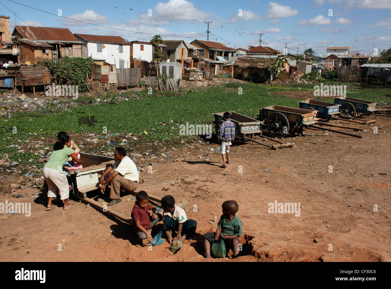 Un quartier résidentiel de la capitale, Antananarivo, Madagascar. Banque D'Images