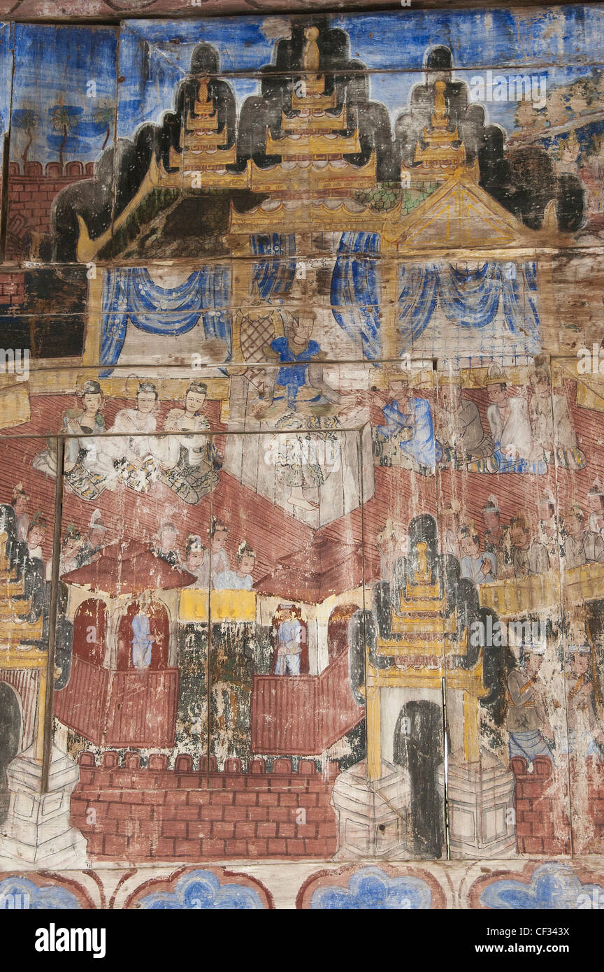 Elk208-1834v Thaïlande, Lampang, Wat Phra That Lampang Luang, 15e c, viharn, 1476, peinture murale Banque D'Images