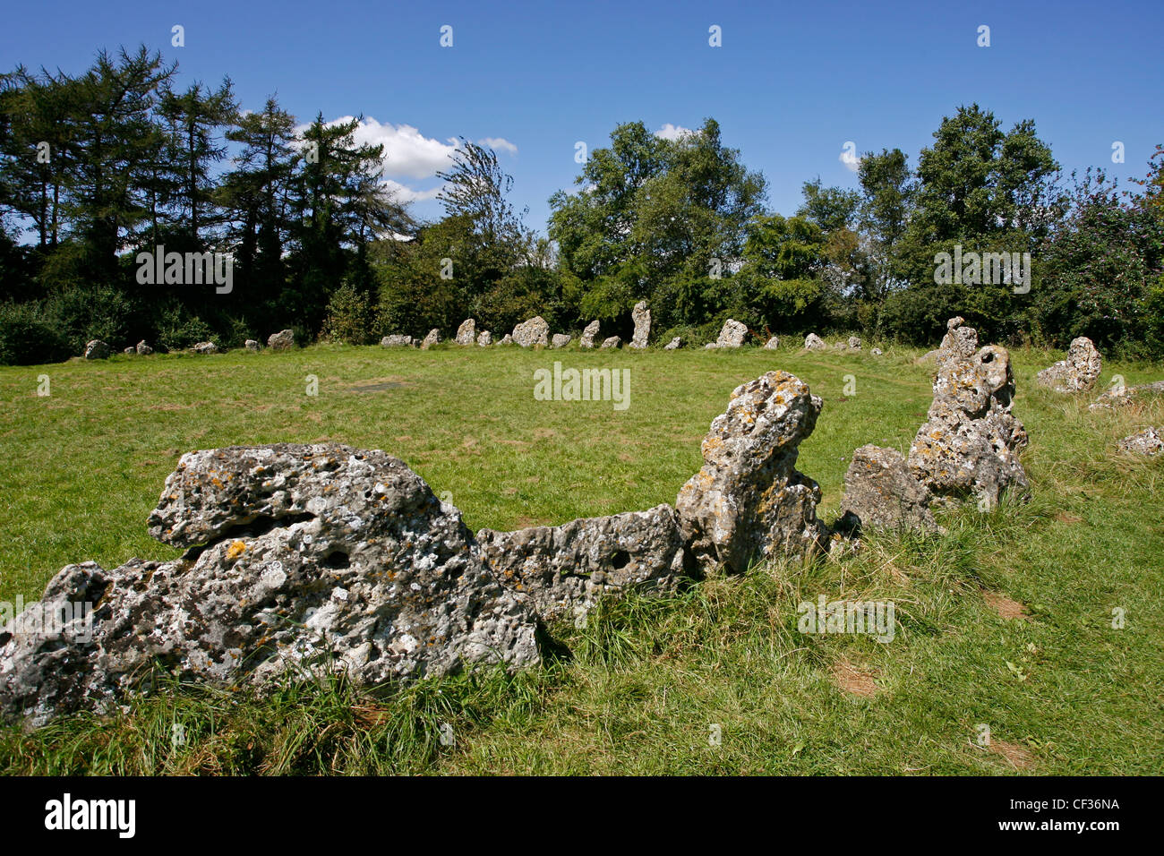 Le Rollright Stones est un cercle historique de pierres près de Little Rollright. Banque D'Images