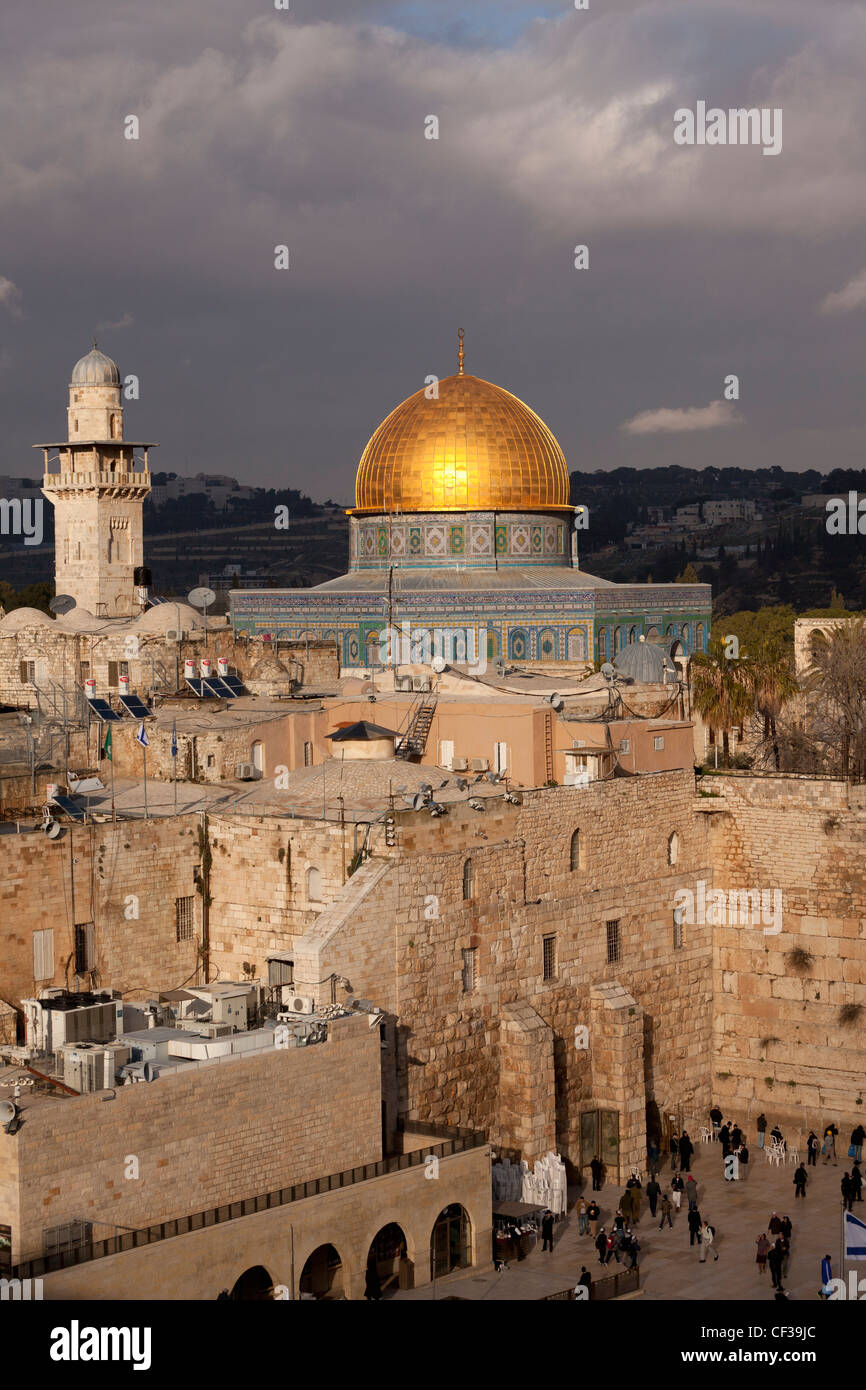 Israël, Dôme du Rocher et Mur des Lamentations Banque D'Images