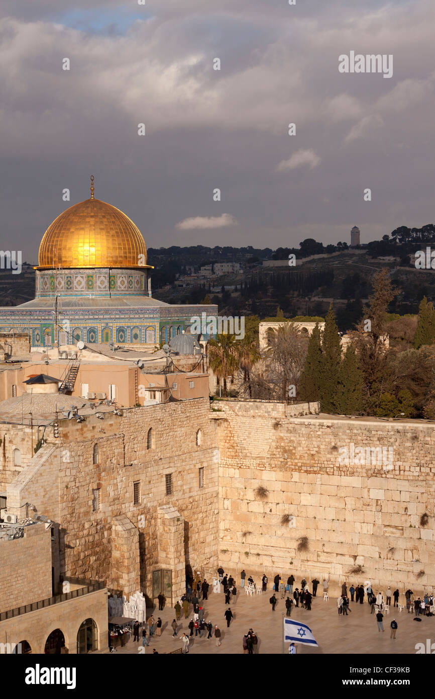 Israël, Dôme du Rocher et Mur des Lamentations Banque D'Images