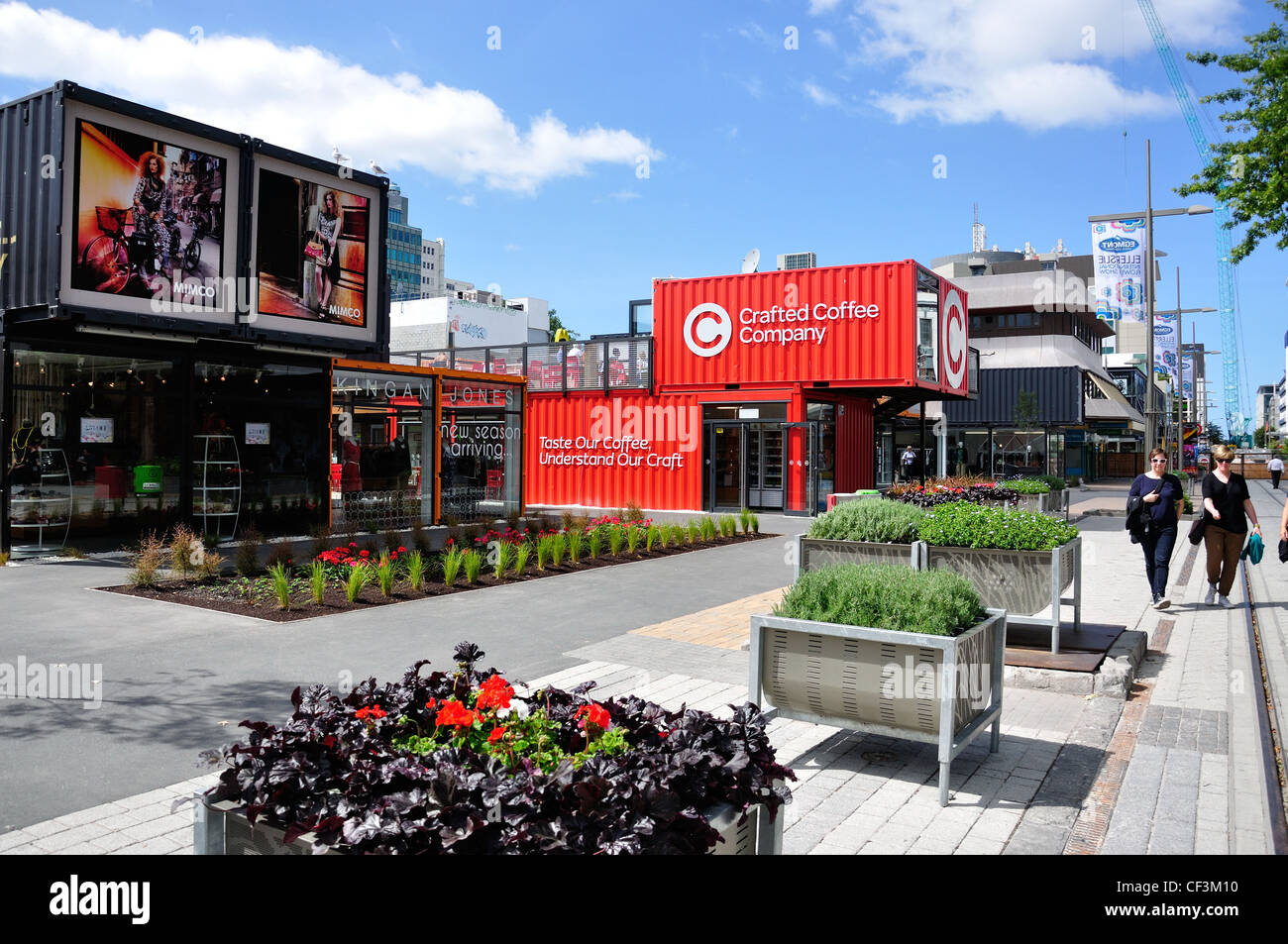 Re:start Container City construit après les tremblements de terre, Cashel Mall, CBD, Christchurch, Canterbury, Nouvelle-Zélande Banque D'Images