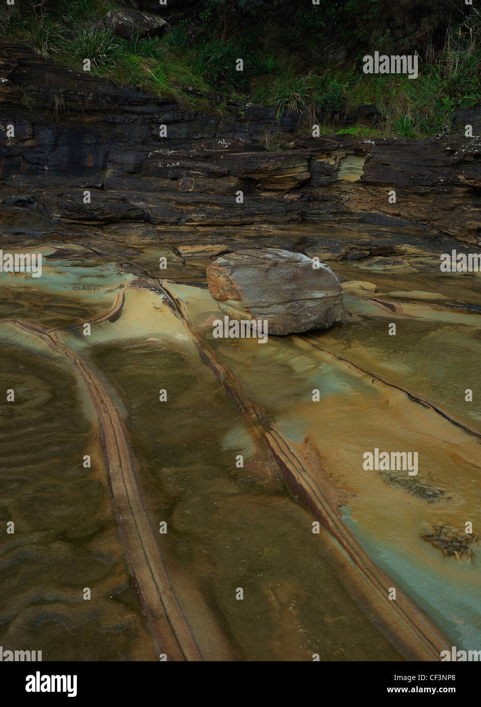 Boulder tombé lissé par les éléments, Bouddi National Park, NSW Australie Banque D'Images
