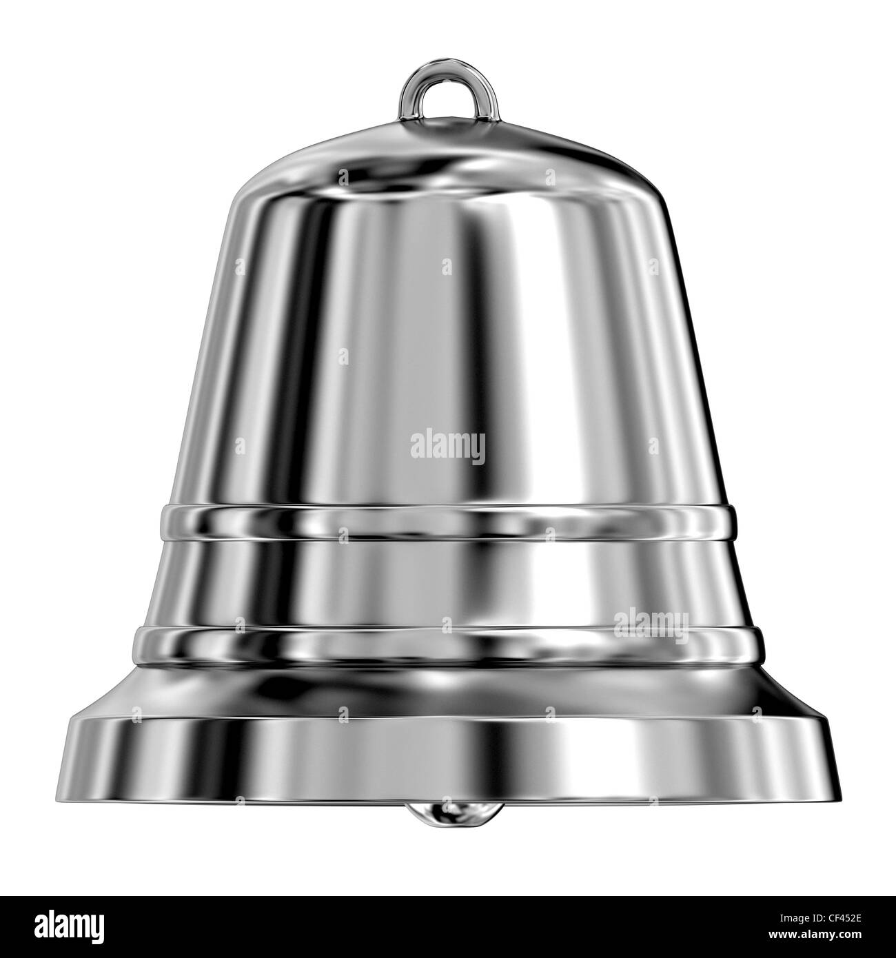 Bell métal brillant isolé sur fond blanc,vue frontale Banque D'Images