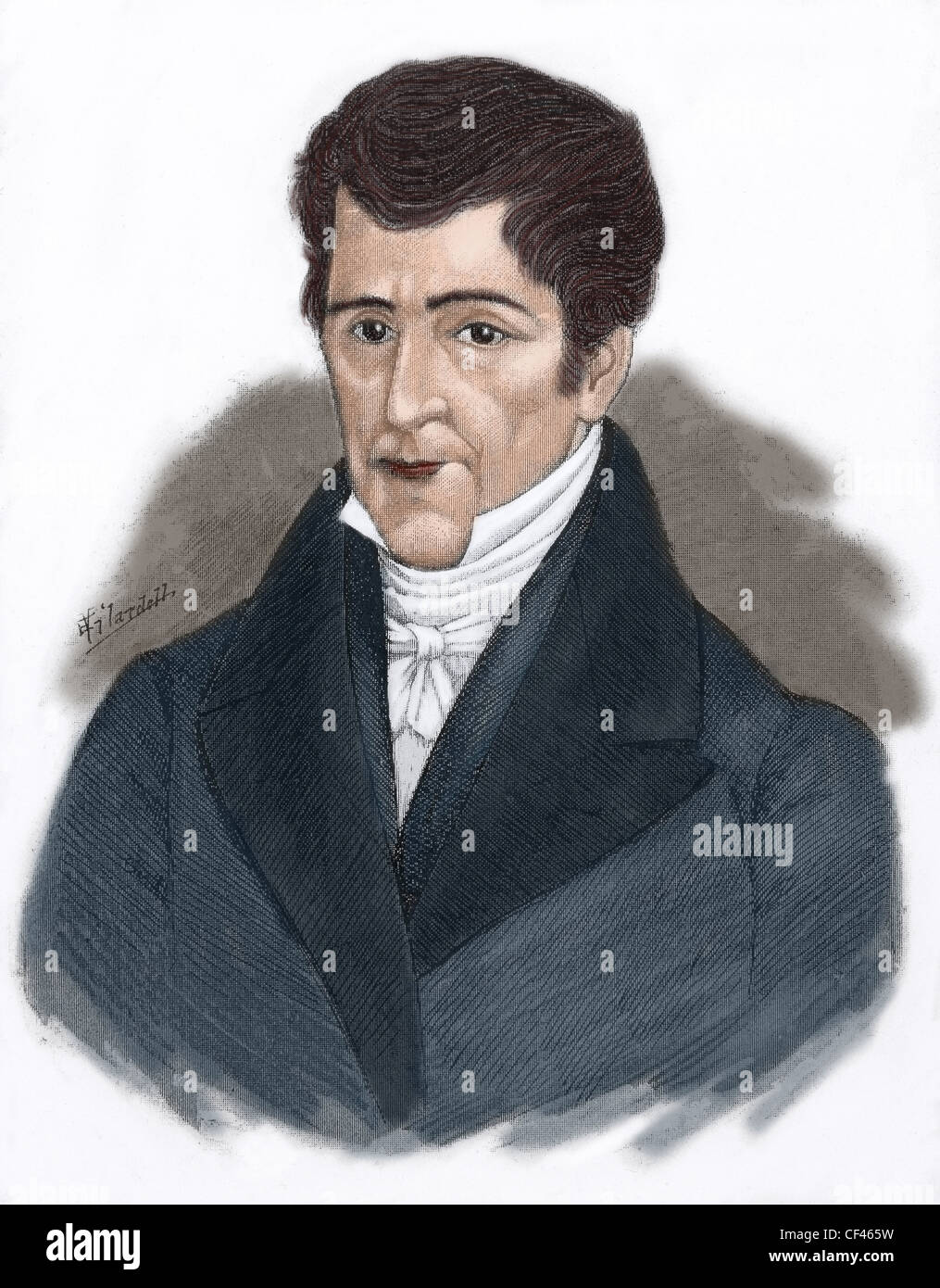José Cecilio del Valle (1780-1834). Homme politique hondurien, écrivain, philosophe, avocat et journaliste. Portrait. Banque D'Images