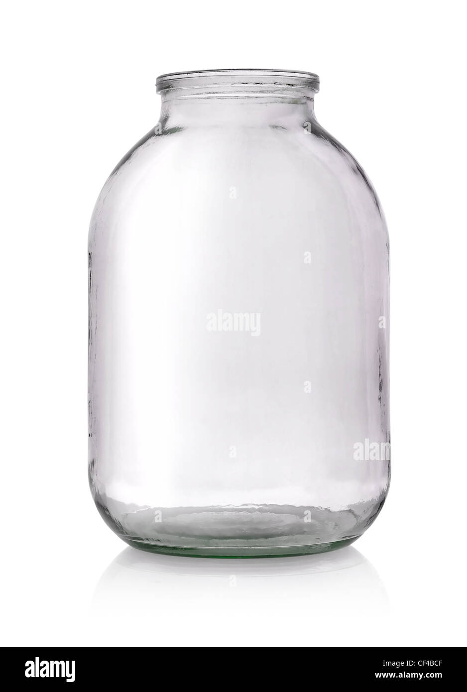 Pot en verre vide isolé sur fond blanc Banque D'Images