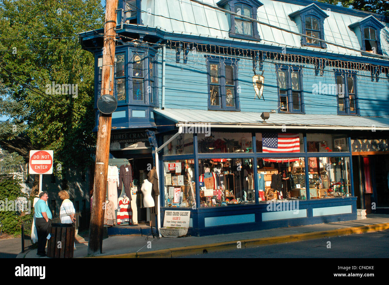 New Hope, PA, main Street USA, Street Scene, Old Americana Architecture, rue des années 1950, petite façade de ville Banque D'Images