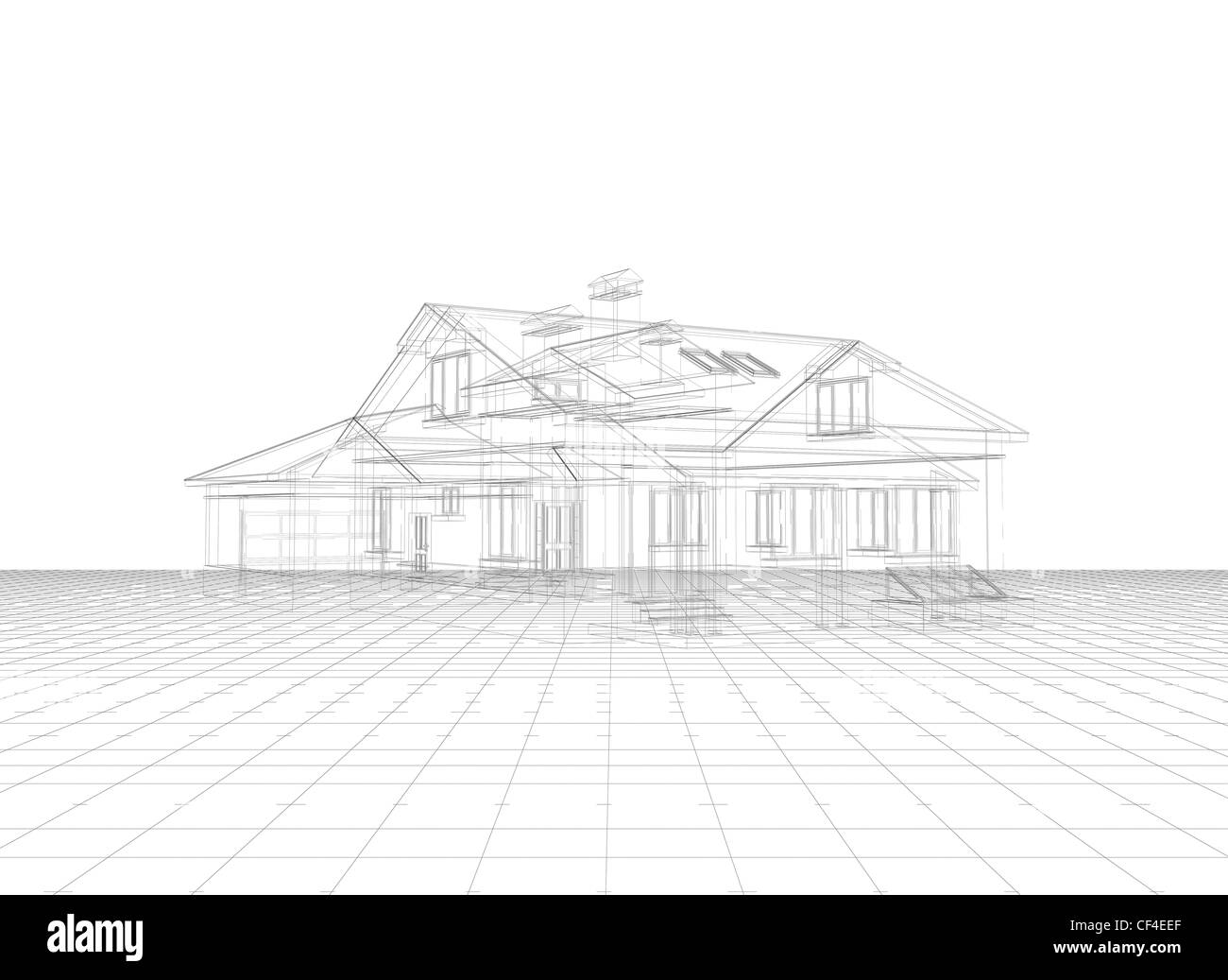 Plan d'une maison noir et blanc Banque D'Images