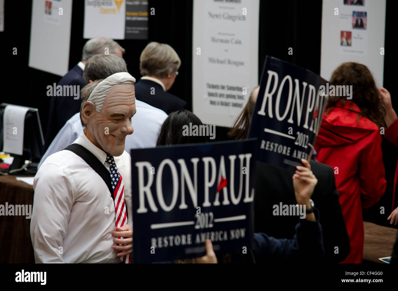 Ron Paul partisans au California State convention 2/25/2012 GOP. Banque D'Images