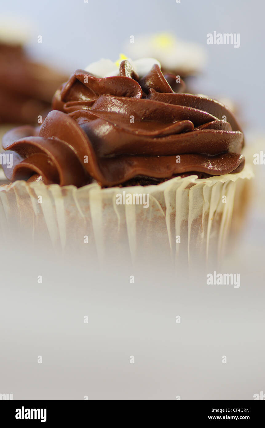 Cupcake chocolat avec crème chololate Banque D'Images