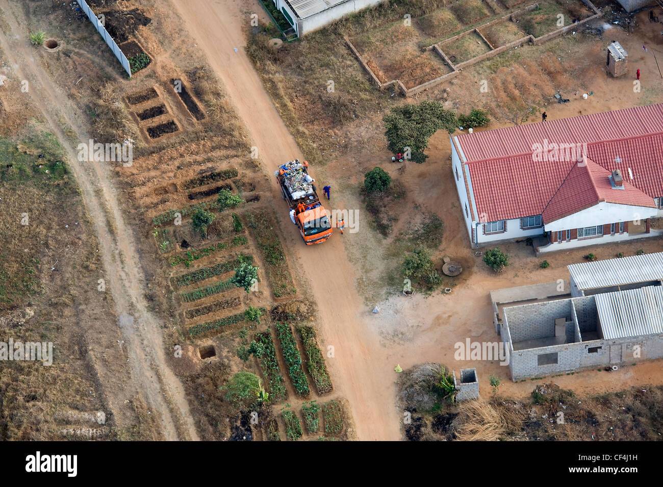 Vues aériennes de zones urbaines à forte densité au Zimbabwe Banque D'Images