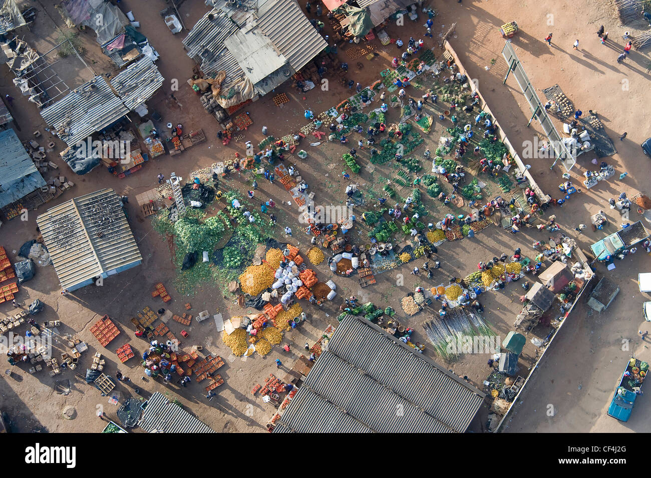 Vues aériennes de zones urbaines à forte densité au Zimbabwe Banque D'Images