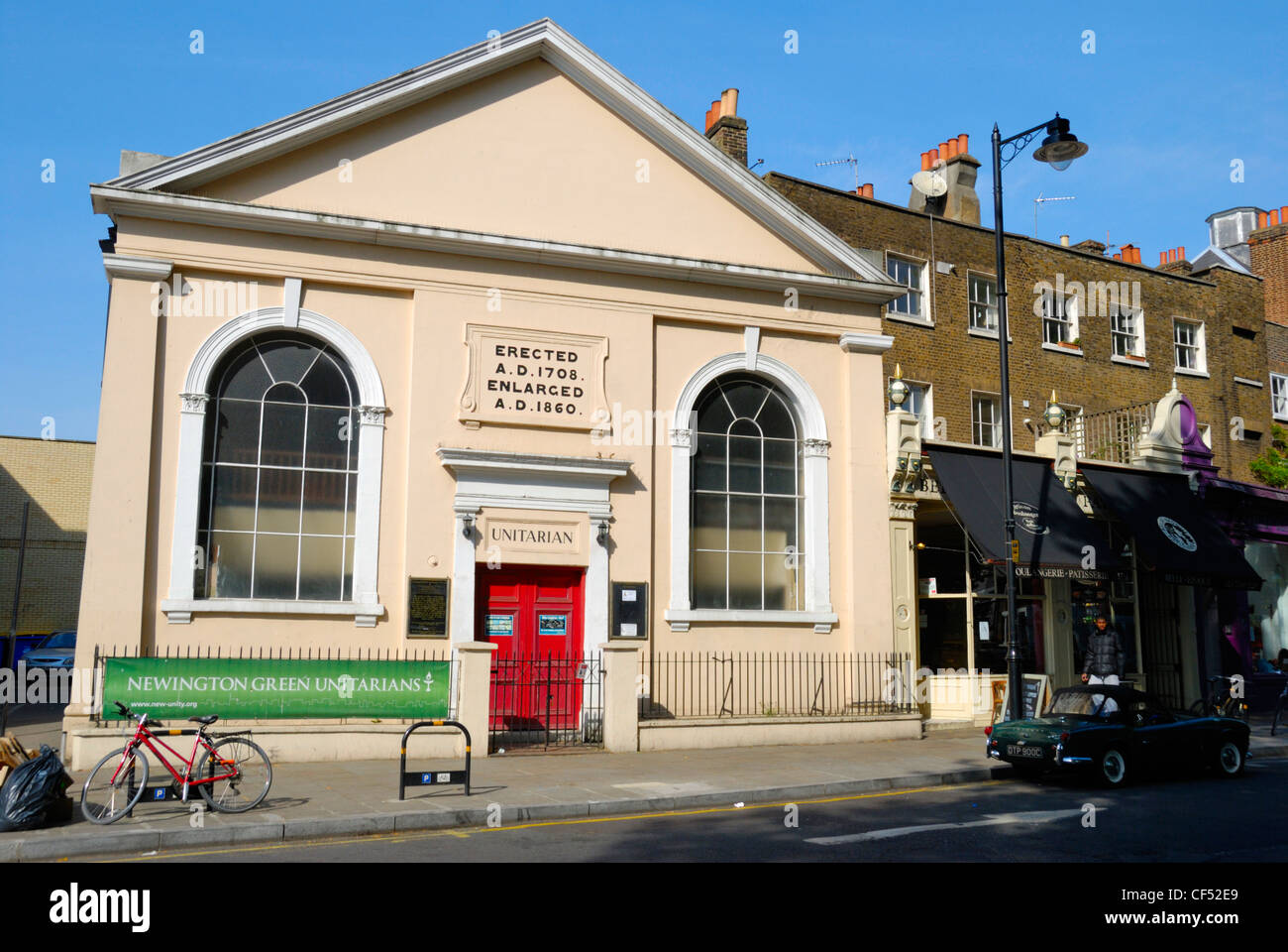 Newington Green Unitarian Church (NGUC), la plus ancienne de Londres lieu de culte non-conformiste encore en usage. Banque D'Images