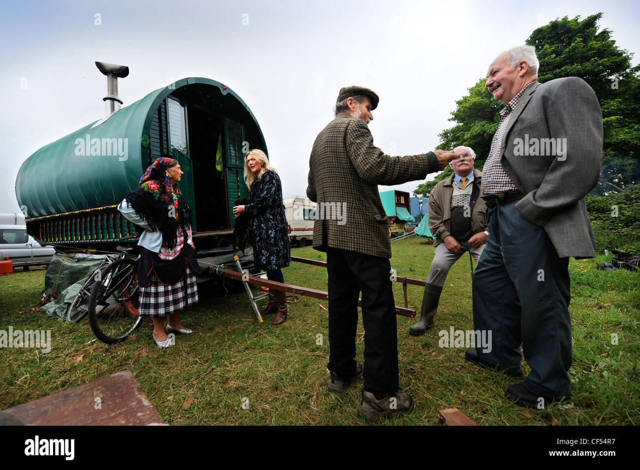 Cheval caravanes ou roulottes au Stow-on-the-Wold foire aux chevaux Mai 2009 UK Banque D'Images