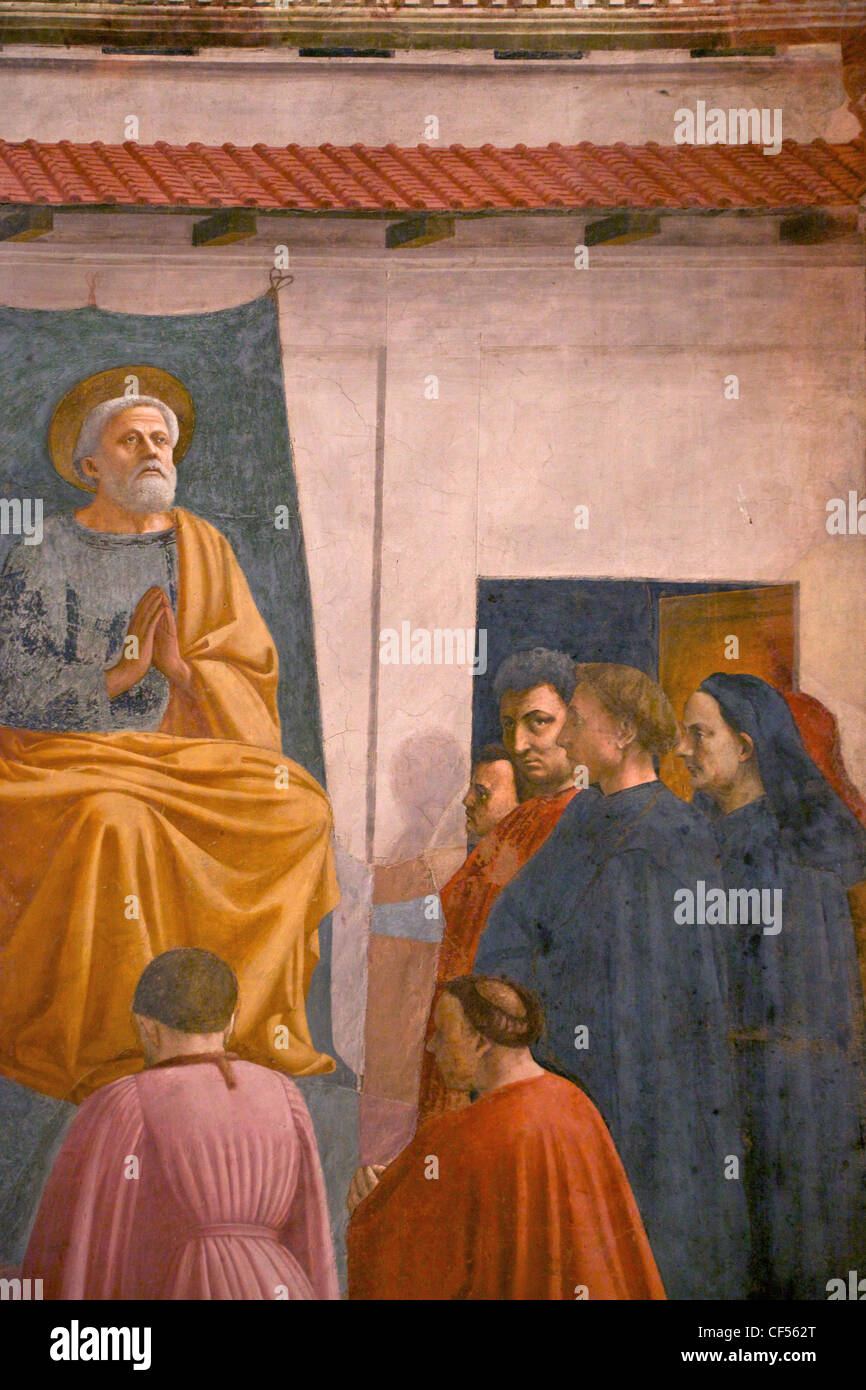 Saint Pierre, intronisé par Masaccio, Chapelle Brancacci, Santa Maria del Carmine Florence Toscane Italie Banque D'Images