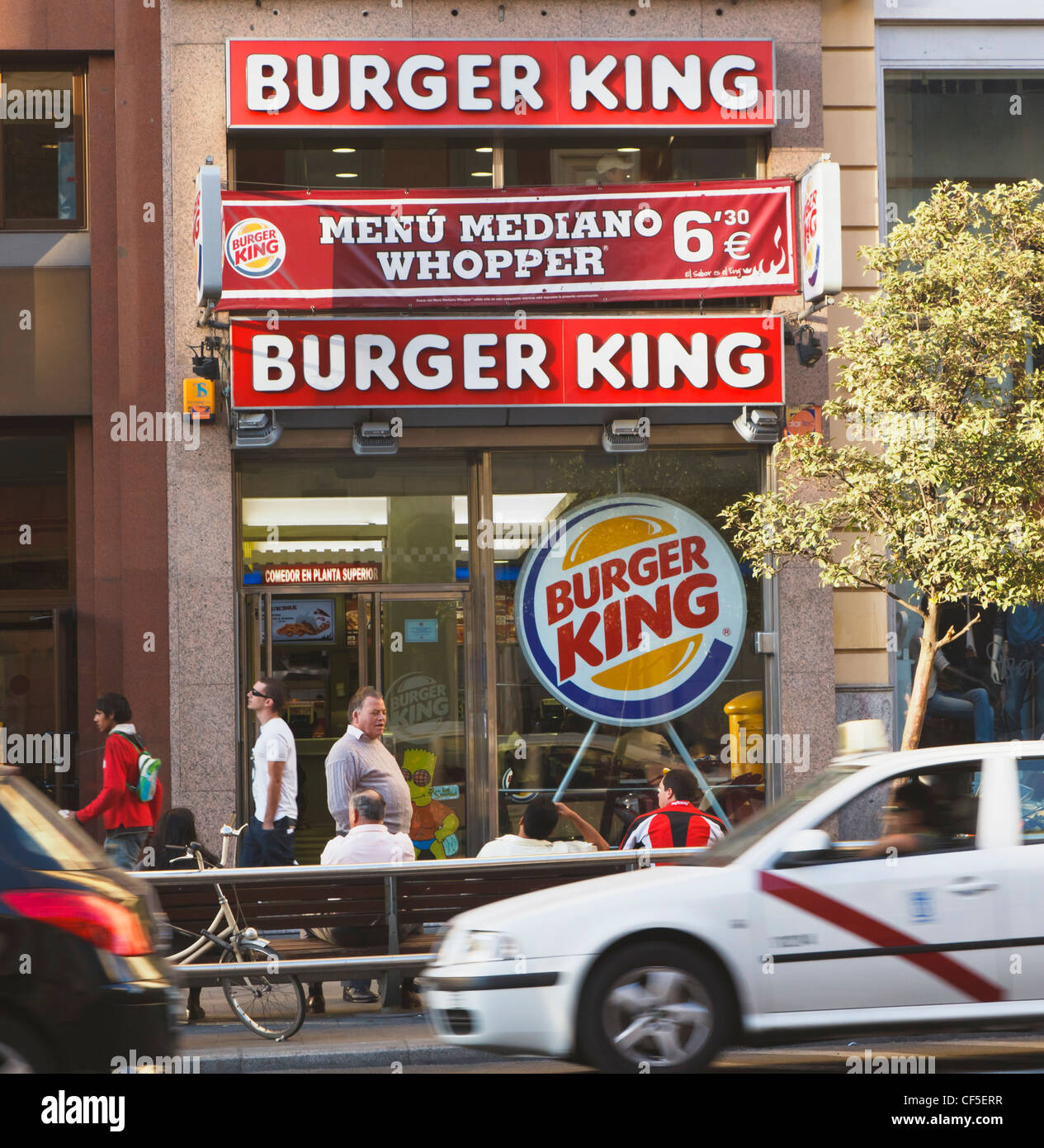 Un Burger King promotions dans le centre de Madrid, Espagne. Banque D'Images