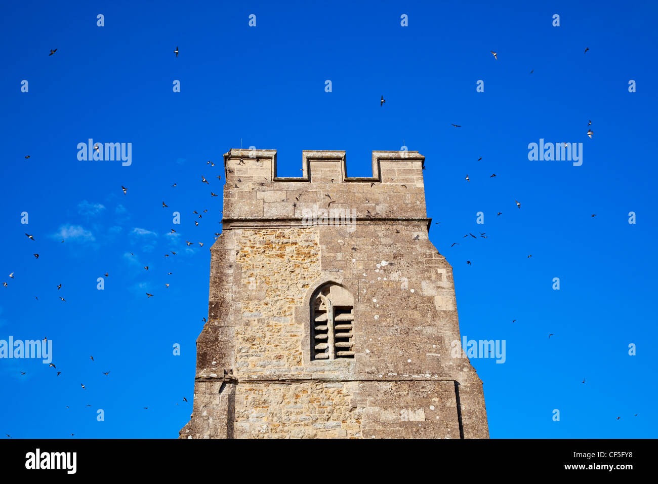 St Michael's Tower sur haut de Glastonbury Tor, une colline sur le Somerset Levels associés à l'Avalon et la légende du Roi Arthu Banque D'Images