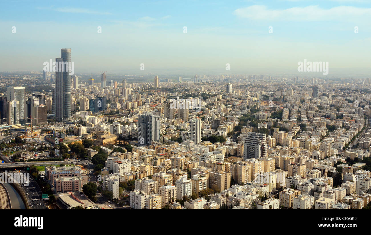 Vue aérienne de la ville de Tel Aviv, Israël Banque D'Images
