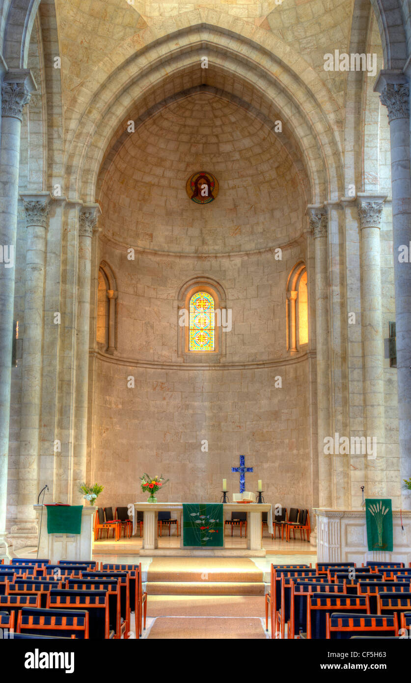 La salle de culte de l'Église luthérienne du Rédempteur, la deuxième église protestante dans la vieille ville de Jérusalem, Israël. Banque D'Images