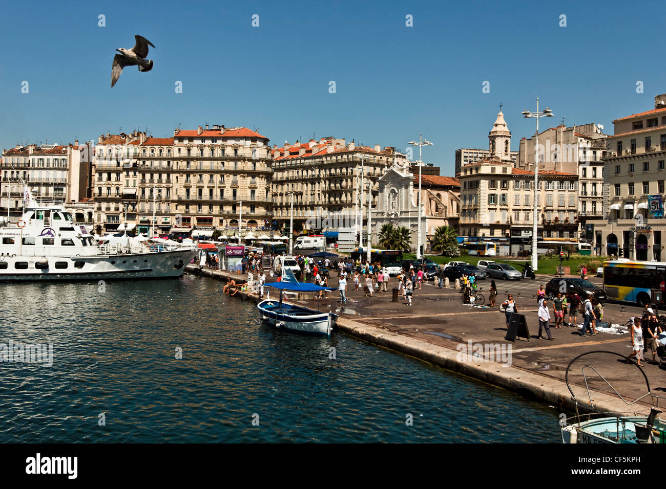 Vue sur le Vieux Port, Vieux Port, Marseille, Provence-Alpes-Côte d'Azur, France, Europe Banque D'Images
