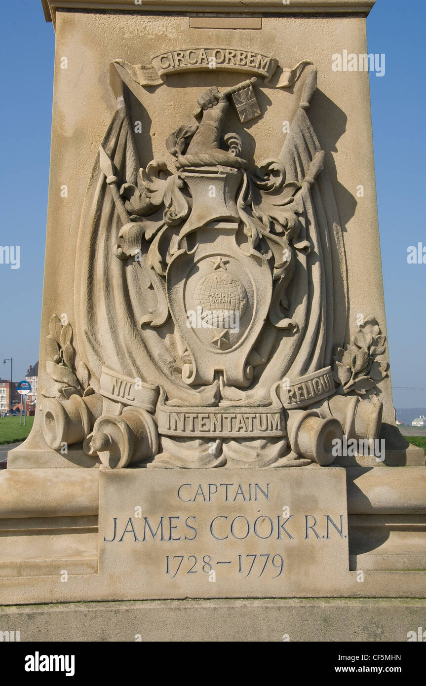 Close up detail statue du capitaine James Cook. Tous les quatre navires du capitaine Cook - s'efforcer, de résolution, d'aventure et de découverte wer Banque D'Images