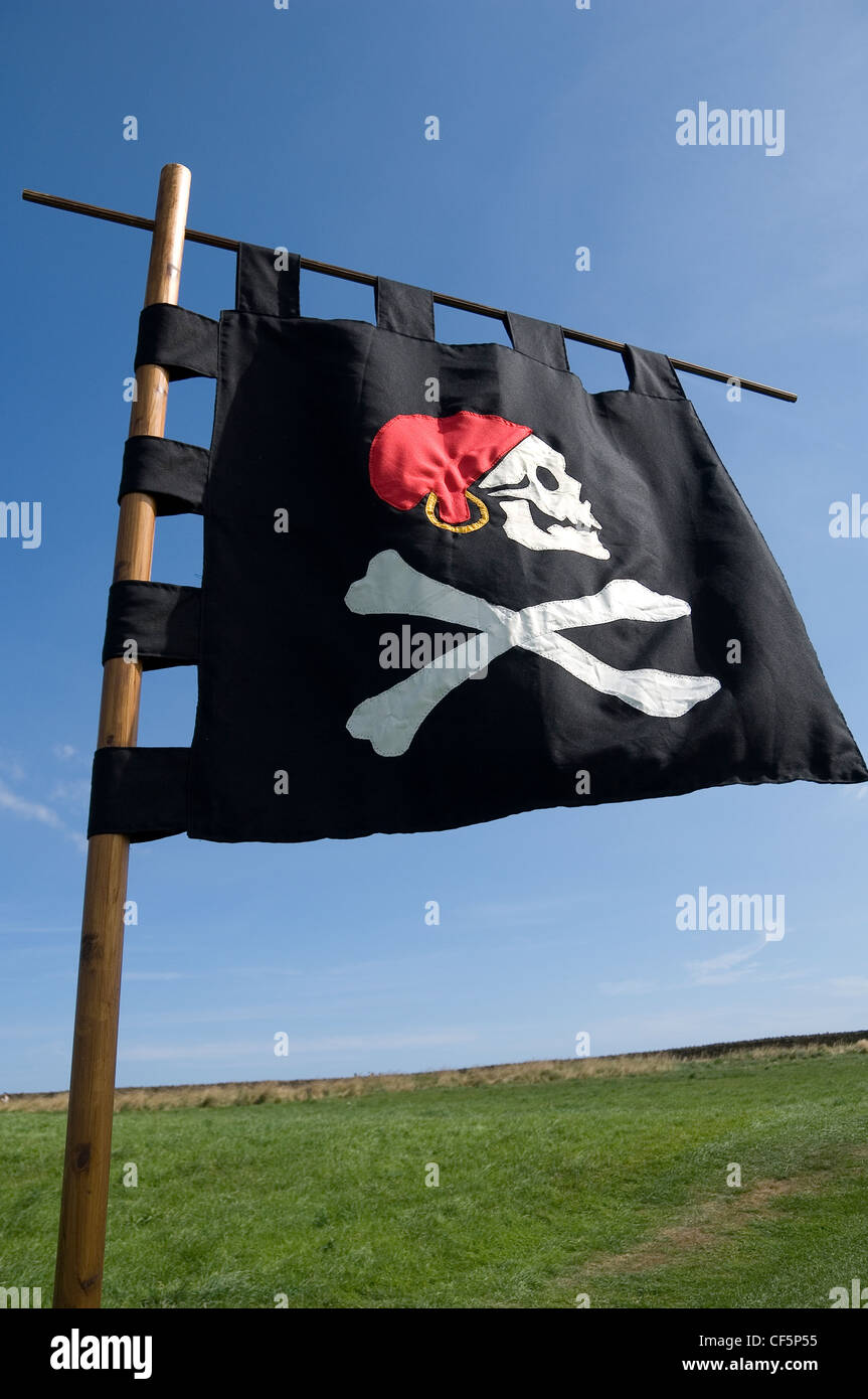 Tête de mort drapeau pirate. Banque D'Images