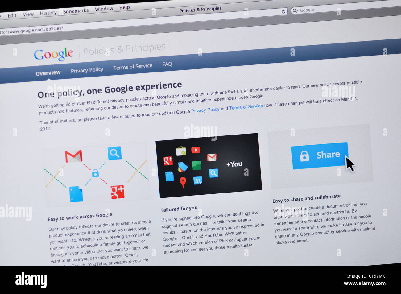 Site web Politique de confidentialité de Google Banque D'Images