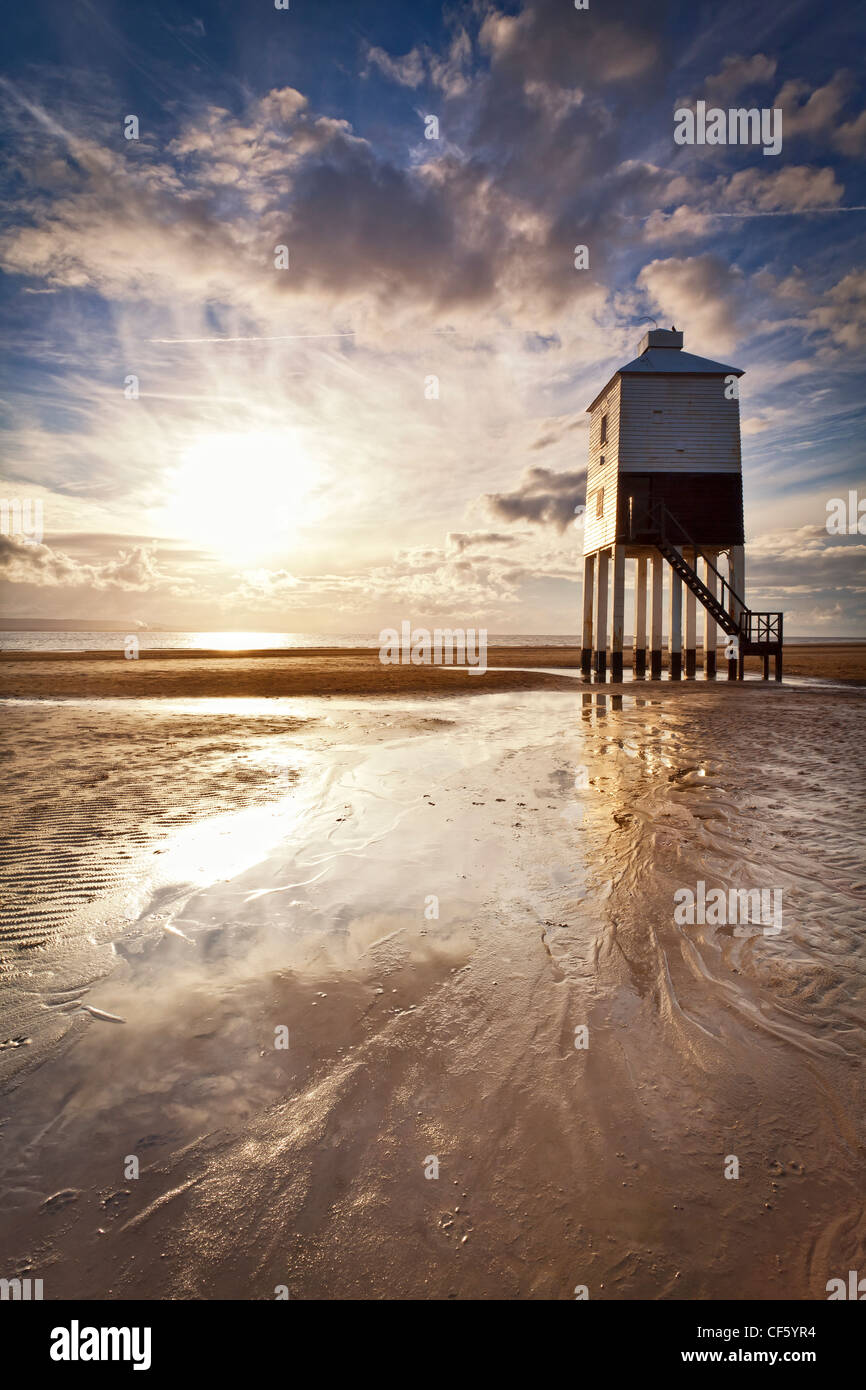 Burnham-on-Sea bas phare, construit par Joseph Nelson en 1832. Banque D'Images