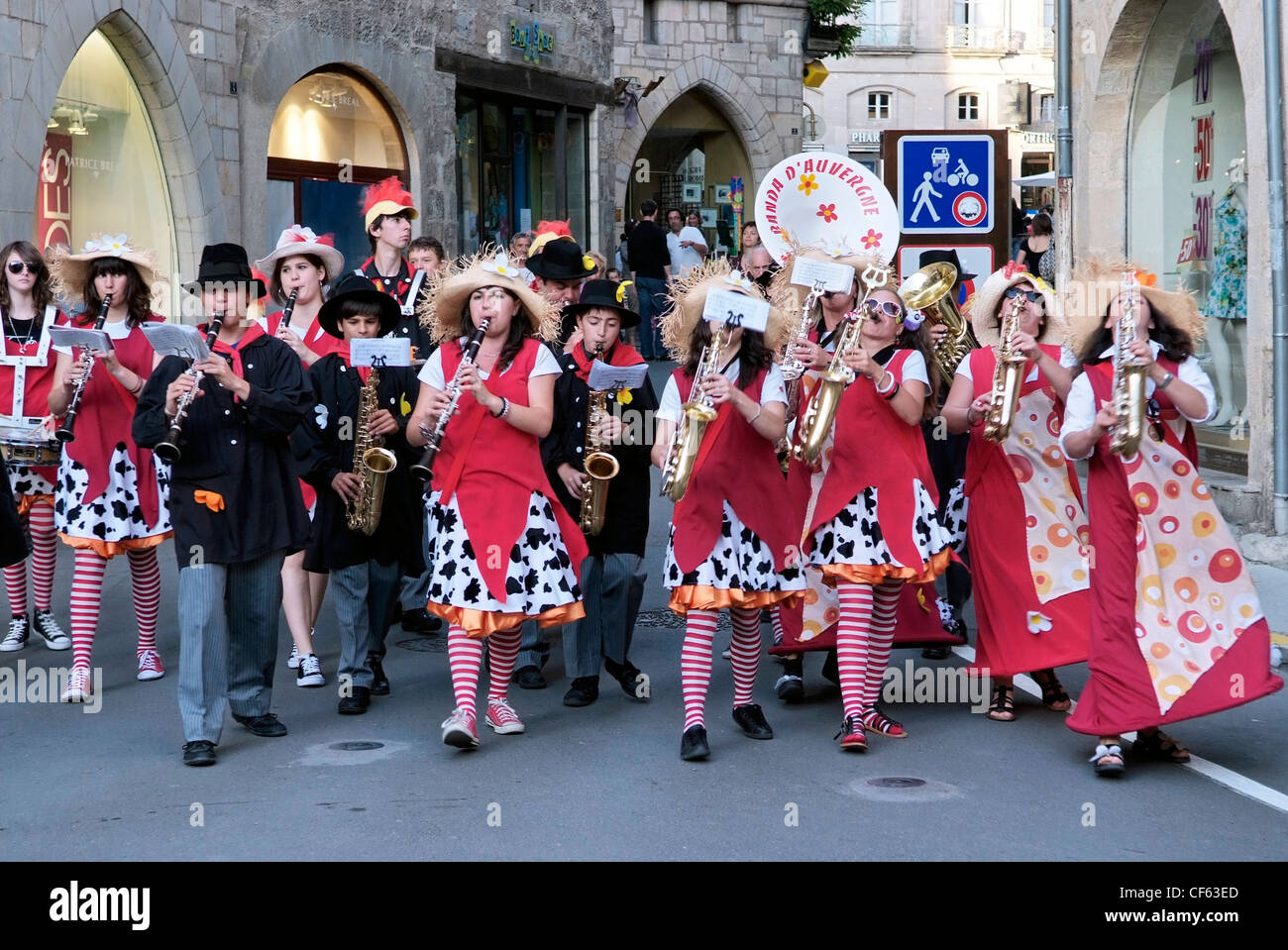 FRANCE Lot-Cele Figeac Marching Band de l'Auvergne. Banque D'Images