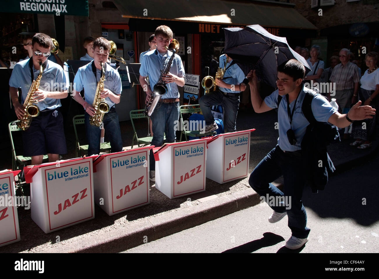 FRANCE Lot-Cele Figeac, d'étudiants musiciens de jazz USA Photo de Glyn Genin Banque D'Images