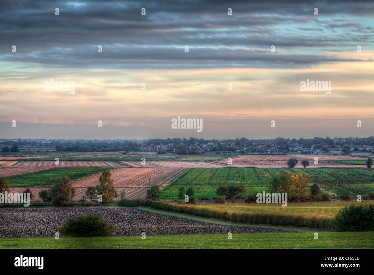 Une vue sur la campagne environnante dans le Cambridgeshire. Banque D'Images