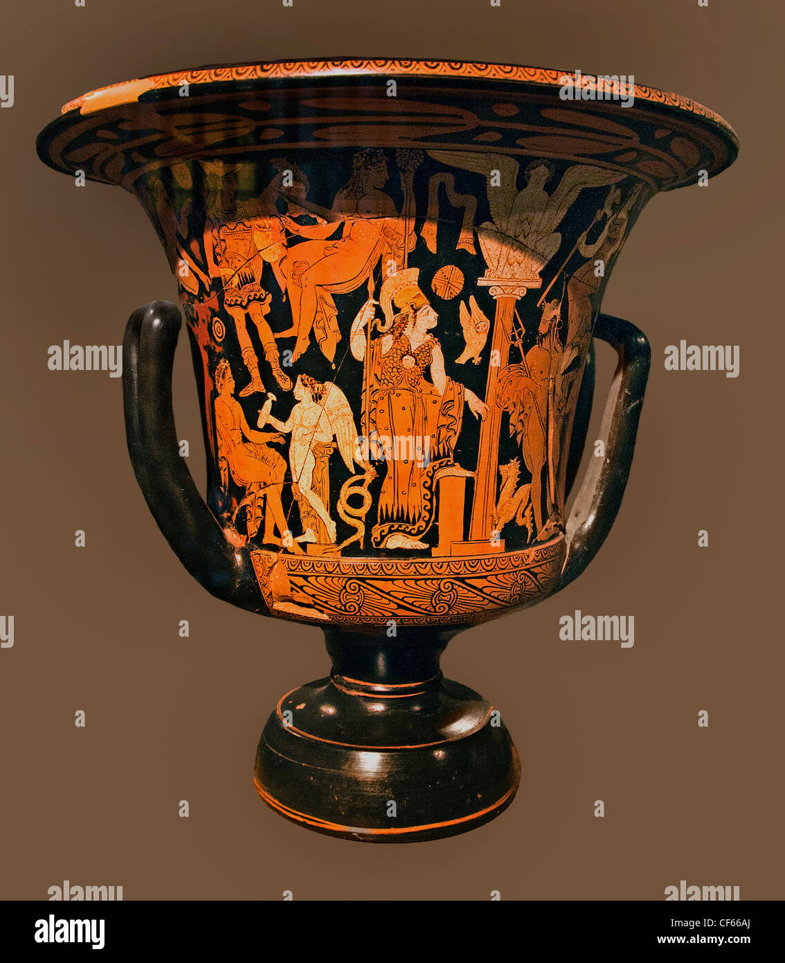 Poseidon Athena dieux Chalice cratère 360 BC Faliscan Italien Italie étrusque Banque D'Images
