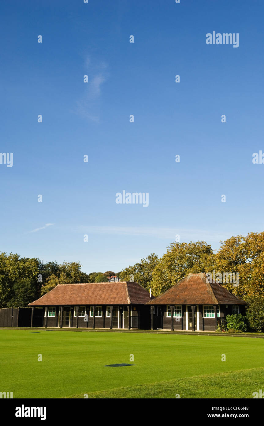 Un bowling green sur Hampstead Heath. Banque D'Images