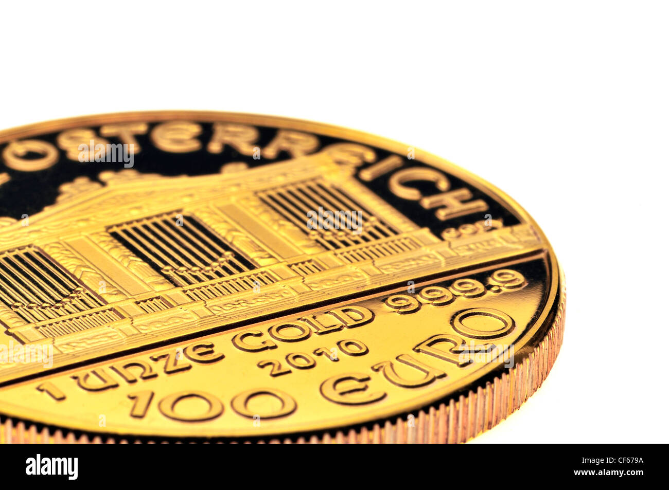 Une once pièce d'or autrichienne (réplique) plaqué Banque D'Images