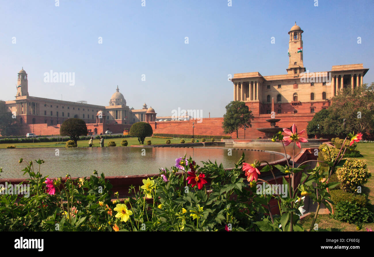 L'Inde, Delhi, Secrétariat, les édifices du gouvernement, Banque D'Images