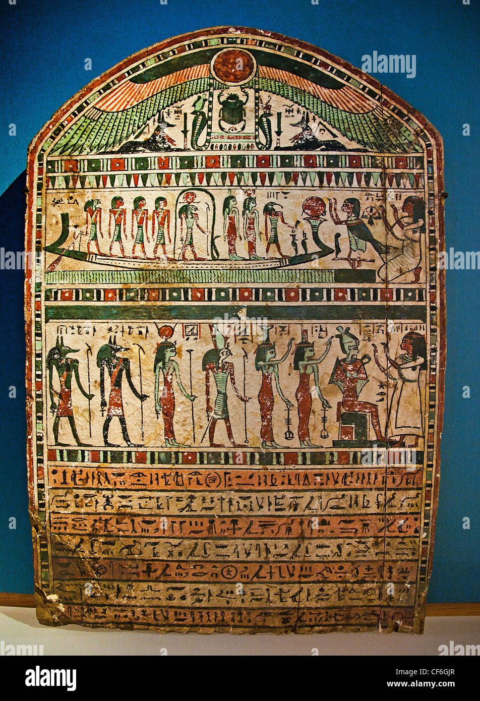 Pierre tombale de Disiset, musicien d'Amon-Rê 250-200 BC égyptien l'Égypte en bois peint Banque D'Images