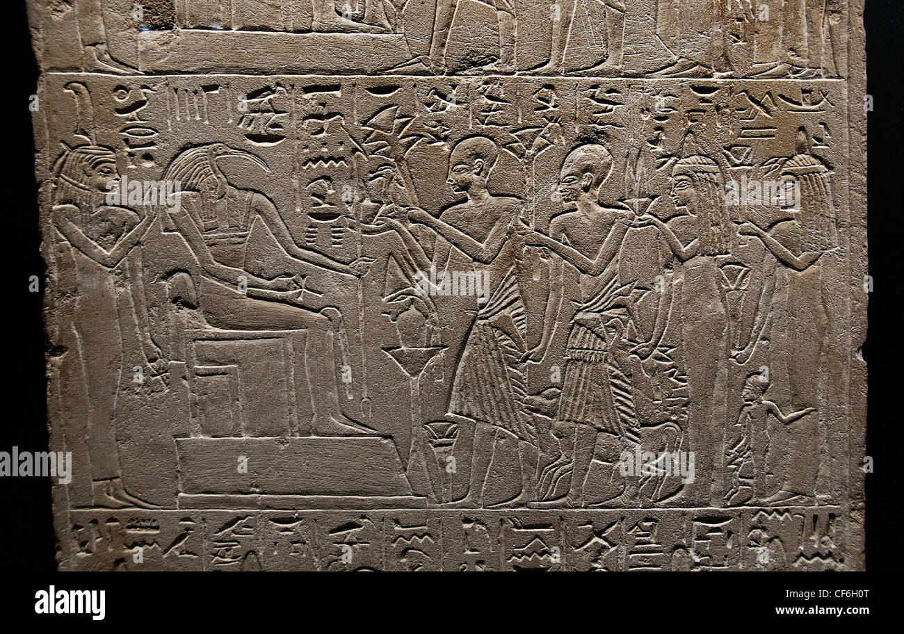 Cette stèle est Paser prêtre de Thoth autour de 1300 BC hiéroglyphe égyptien Égypte calcaire Banque D'Images
