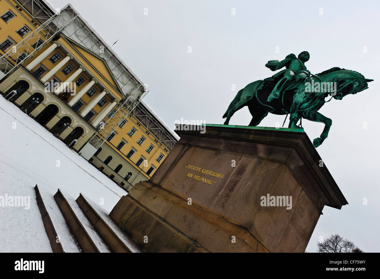 Le Palais Royal, Statue du Roi Karl Johan, Oslo Banque D'Images