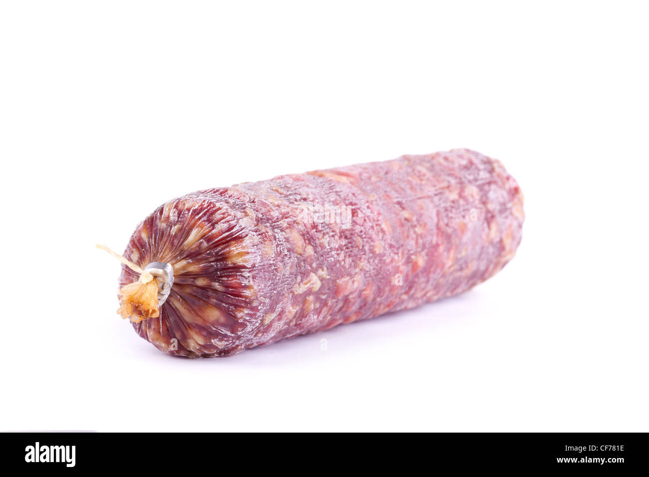 Saucisse fumée isolated on white Banque D'Images