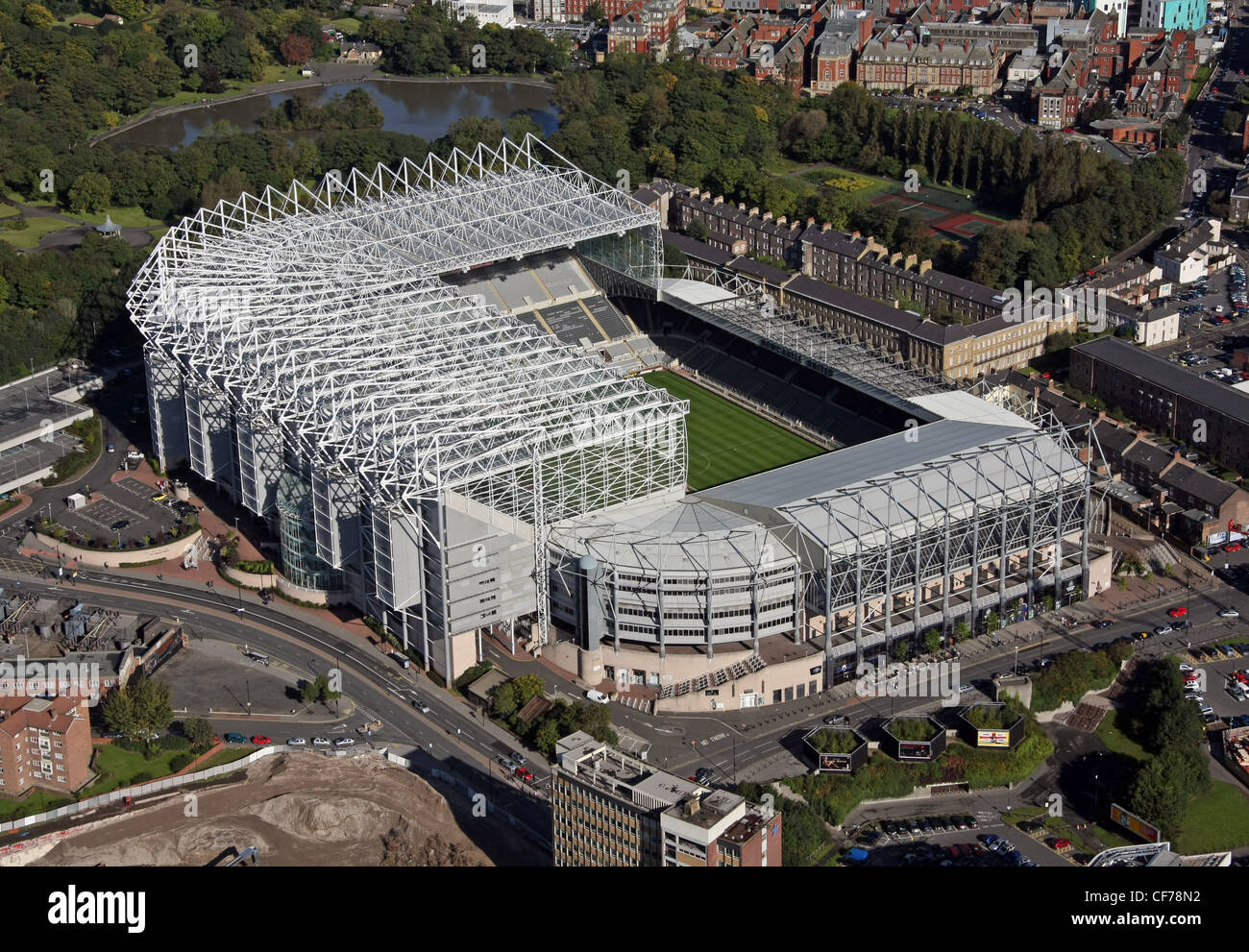 Image aérienne de St James Park, Newcastle Banque D'Images