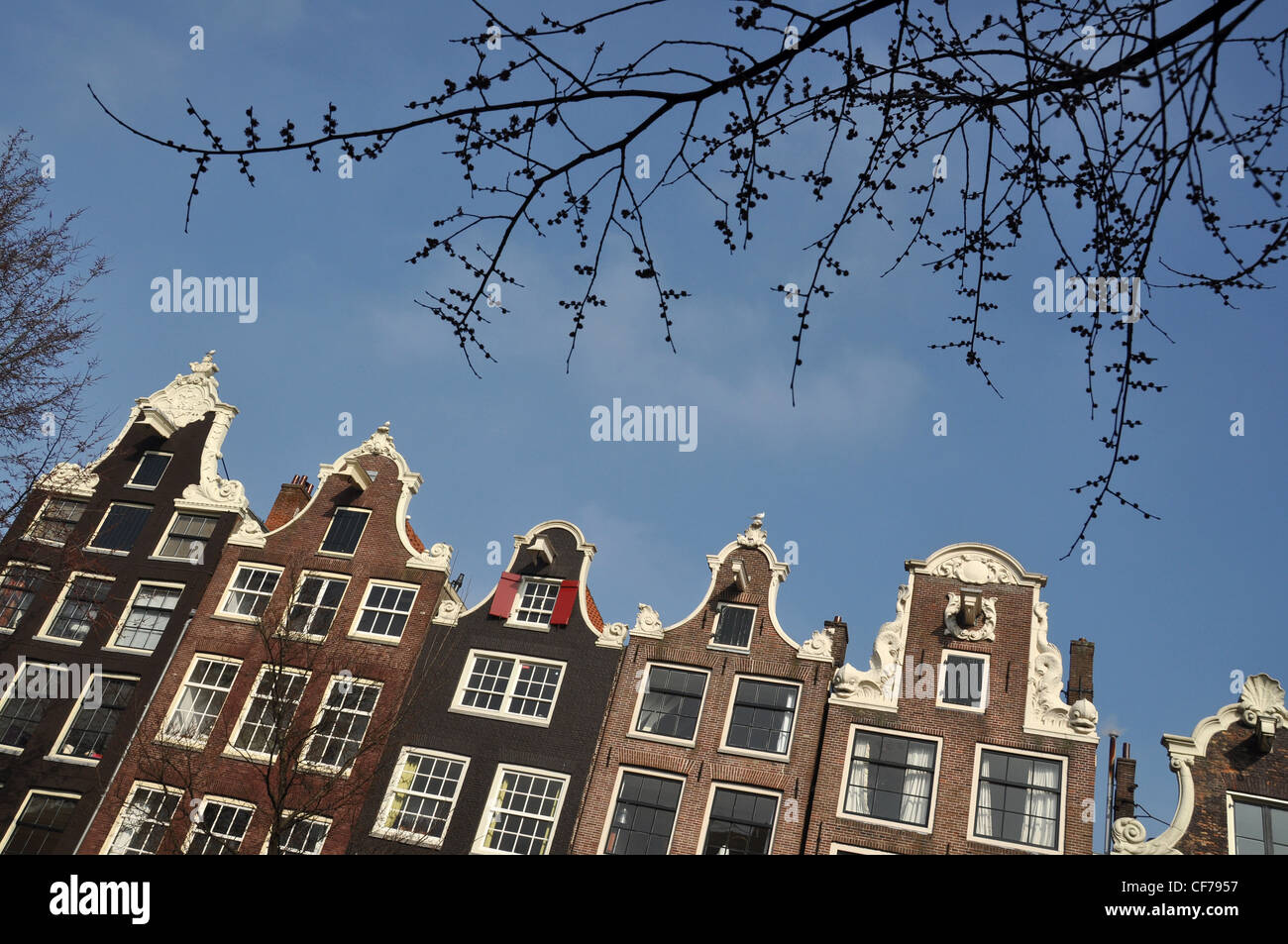L'étape pignons de maisons du canal à Amsterdam. Hollande, Pays-Bas, Europe Banque D'Images