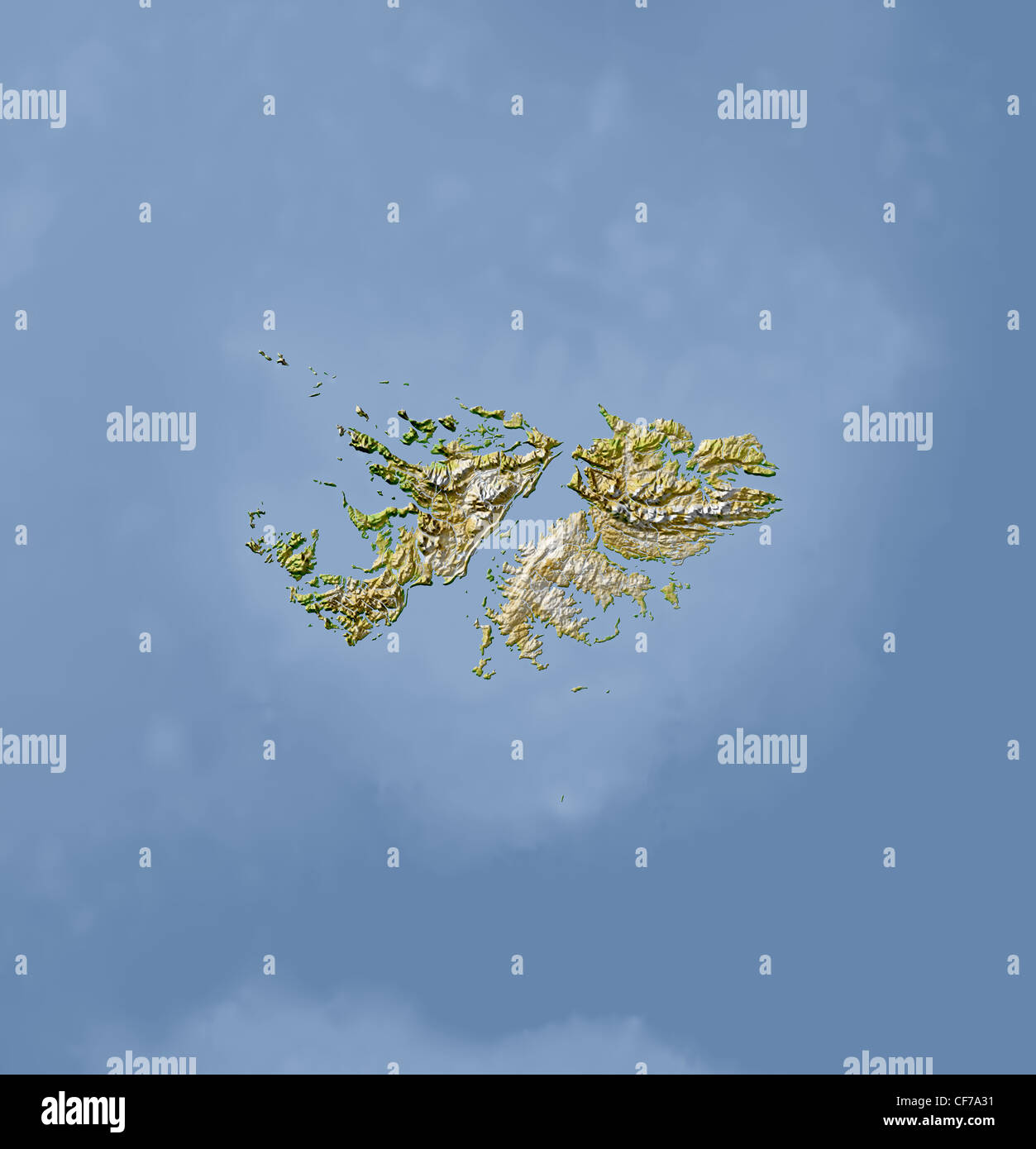 Îles Falkland (Malvinas), carte en relief ombré Banque D'Images