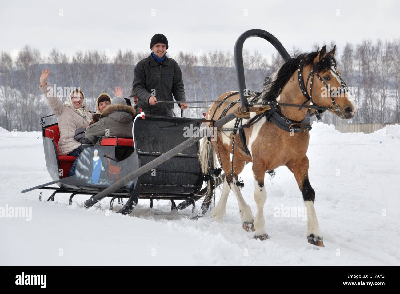 Monter un cheval transport Banque D'Images